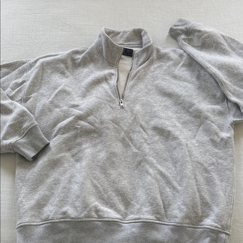 Abercrombie & Fitch Light Gray Half-Zip Sweatshirt - Picture 4 of 5